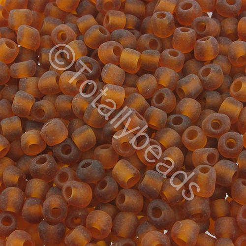 Seed Beads Transparent Frosted Brown - Size 6 100g