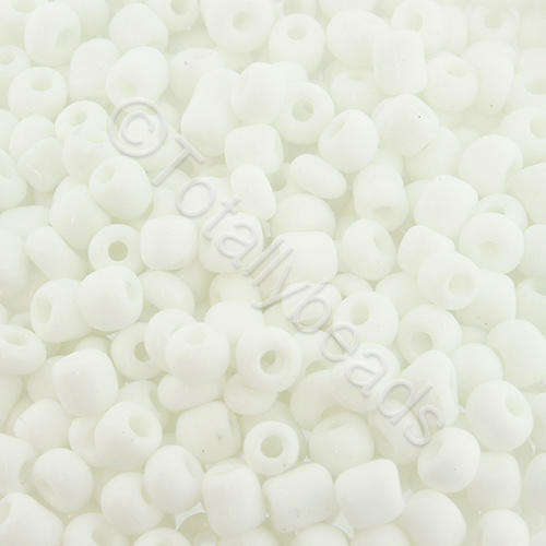 Seed Beads Opaque White - Size 6 100g