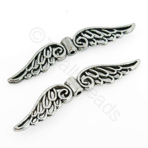 Tibetan Silver Bead - Large Wings