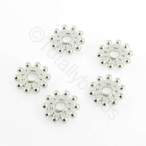 Antique Silver Bead - Spacer Flower 8mm - Silver 20pcs