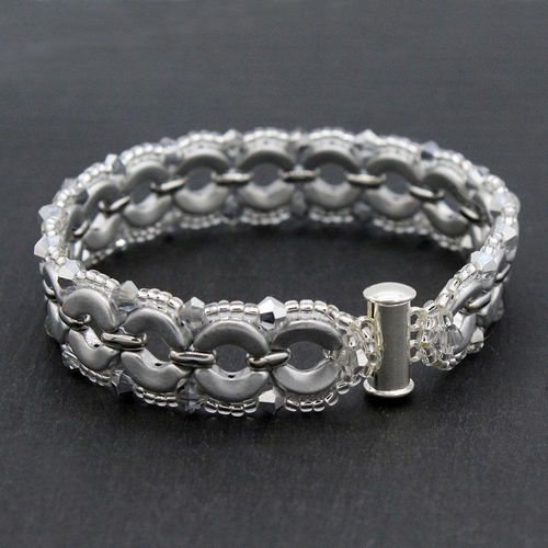 Sybil Arcos Bracelet silver crystal bracelet making kit — DIY set with beads and instructions for creating handmade jewelry