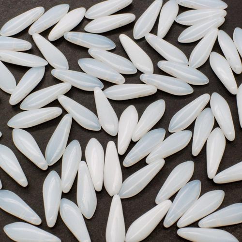 5x16mm Czech glass glass beads alabaster — high-quality two-hole beads ideal for jewelry making, bead weaving, and crafts