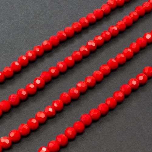 4mm crystal beads opaque red — faceted for jewelry making and beadwork