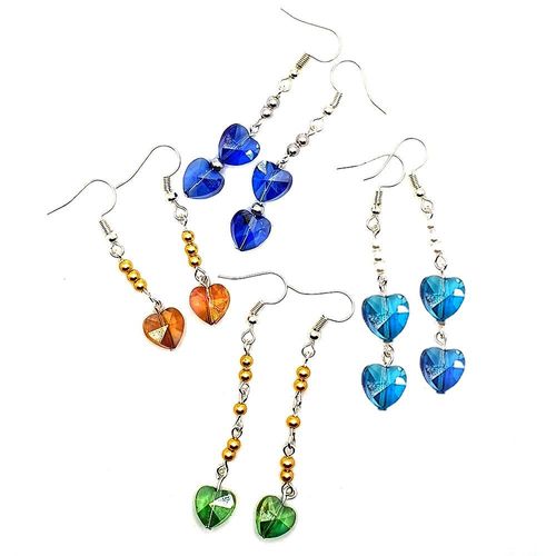 Mina Heart Crystal Drop Earrings Bundle earring making kit — DIY set with beads and instructions for creating handmade jewelry