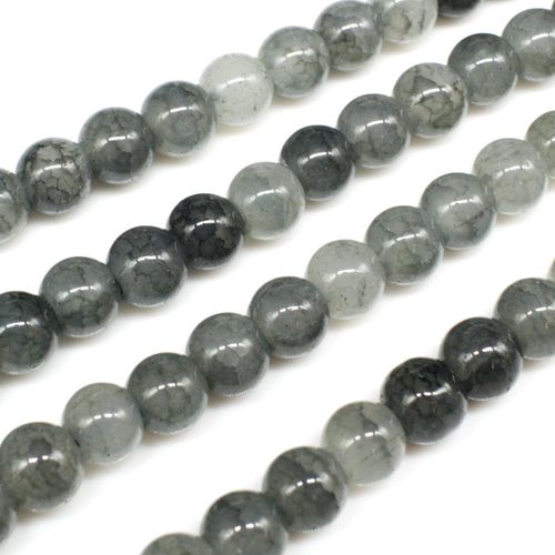Cracked Earth Glass Beads 6mm Grey for jewellery making