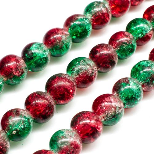 Crackle Beads Round 8mm Red Green 50pcs for jewellery making