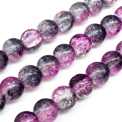Crackle Beads Round 8mm Pink Grey 50pcs for jewellery making