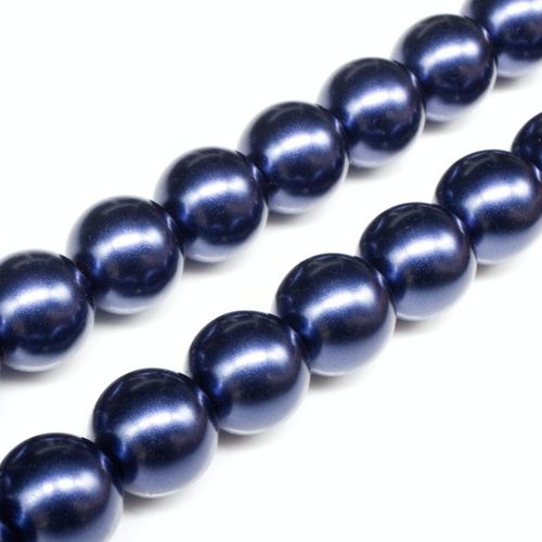 Glass Pearl Round Beads 12mm Cobalt for jewellery making