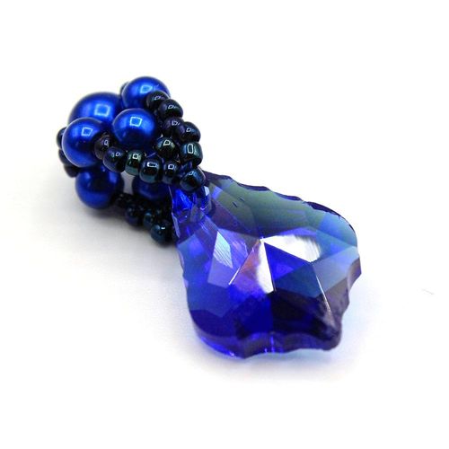 Elsie Baroque Pendant Bail Kit cobalt blue jewelry making kit — DIY set with beads and instructions for creating handmade jewelry