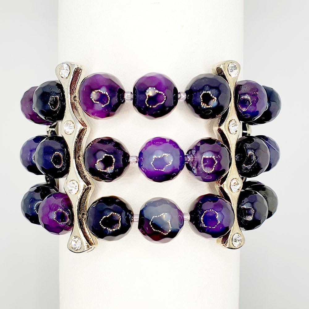 Maya Fire Agate Bracelet deep purple bracelet making kit — DIY set with beads and instructions for creating handmade jewelry