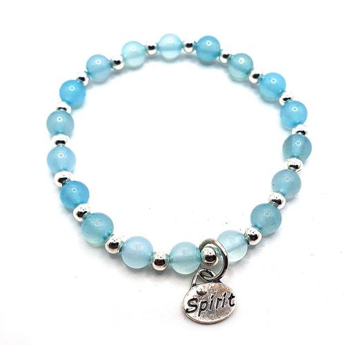 Faith Gemstone Bracelet light blue chalcedony bracelet making kit — DIY set with beads and instructions for creating handmade jewelry