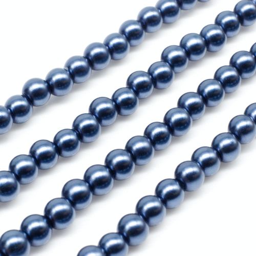 Glass Pearl Round Beads 4mm - Space Blue
