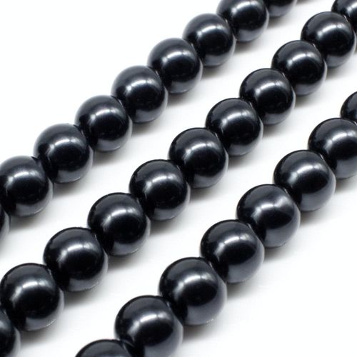 Glass Pearl Round Beads 8mm - Space Grey