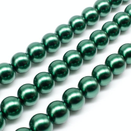 Glass Pearl Round Beads 8mm - Moss Green