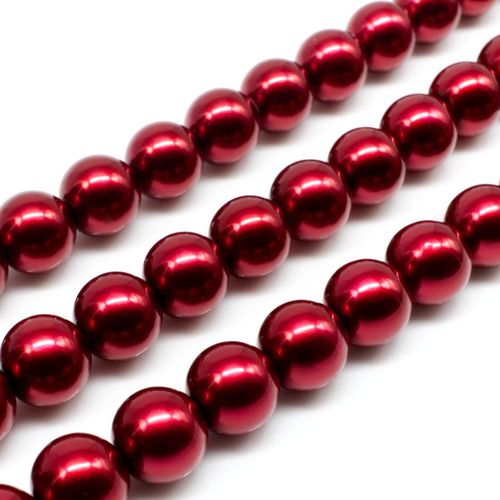 Glass Pearl Round Beads 10mm - Ruby Red