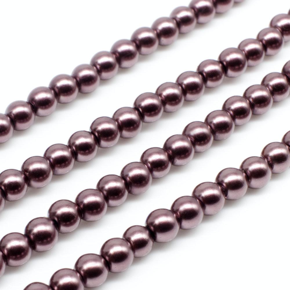 Glass Pearl Round Beads 4mm - Mahogany Rose