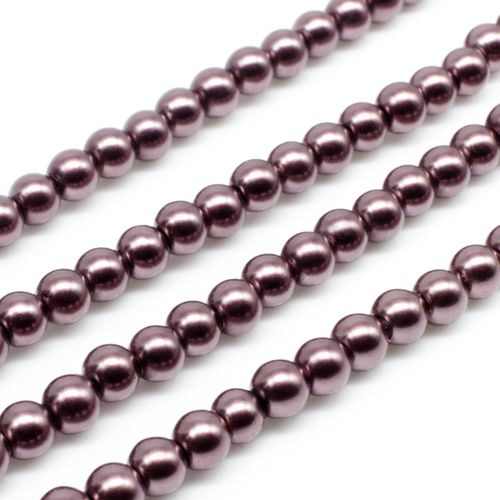 Glass Pearl Round Beads 4mm - Mahogany Rose