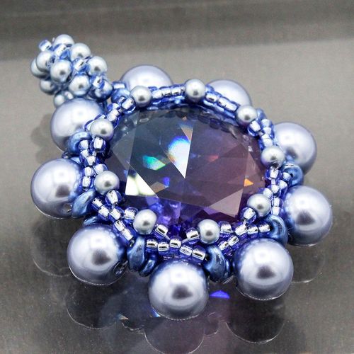 Eliana Crystal Pendant provence blue jewelry making kit — DIY set with beads and instructions for creating handmade jewelry