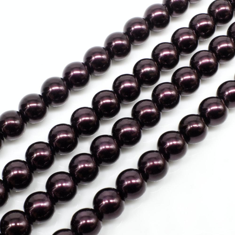 Glass Pearl Round Beads 6mm - Aubergine