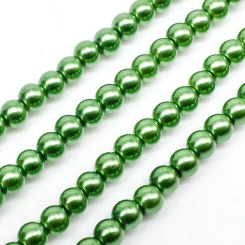 Glass Pearl Round Beads 4mm - Green