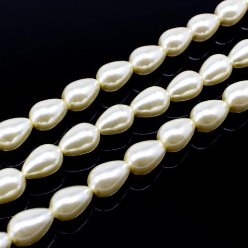 Glass Pearl Drop 6x9mm - Ivory