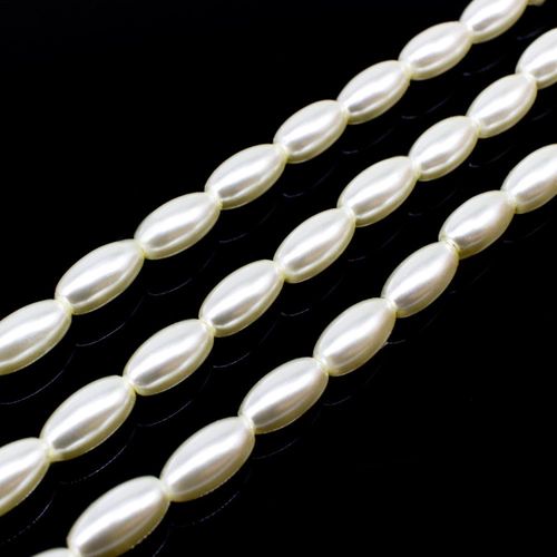 Glass Pearl Rice 4x7mm - Ivory