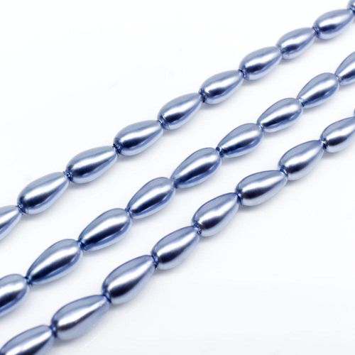 Glass Pearl Drop Beads 4x8mm Violet Blue for jewellery making