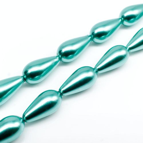 Glass Pearl Drop Beads 8x16mm Turquoise for jewellery making