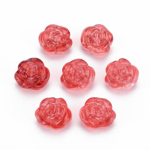 Glass Puffed Rose Bead 12x14mm Crimson Red 10pcs for jewellery making