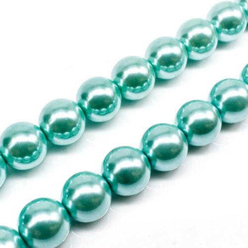 Glass Pearl Round Beads 12mm - Light Aqua