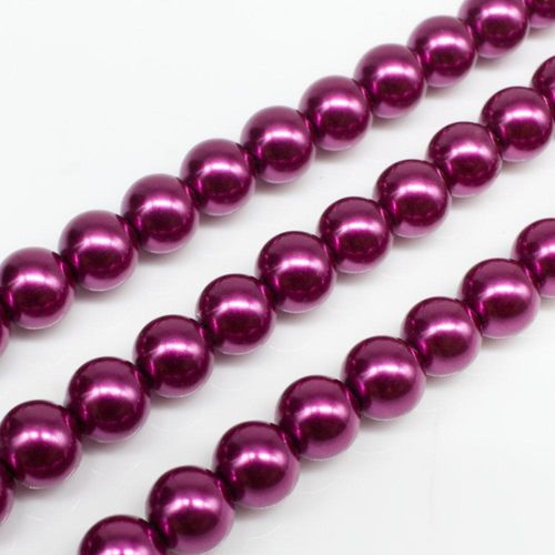 Glass Pearl Round Beads 8mm - Magenta