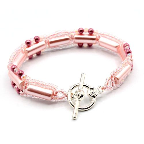 Phoebe Bracelet dusty pink bracelet making kit — DIY set with beads and instructions for creating handmade jewelry