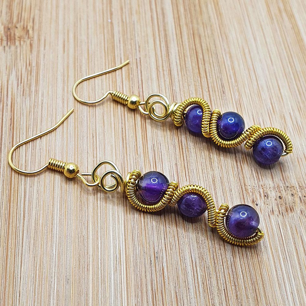 Precious Wave Earrings amethyst earring making kit — DIY set with beads and instructions for creating handmade jewelry