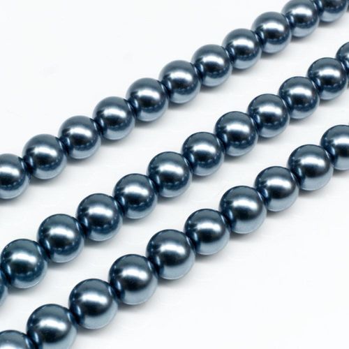 Glass Pearl Round Beads 8mm DK Denim for jewellery making