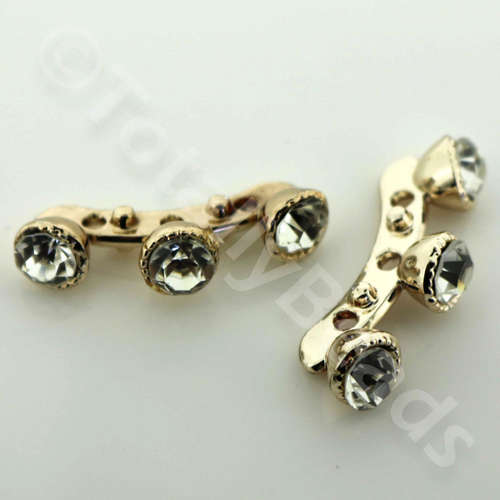 3 Rhinestone Spacer Bar 28mm Rose Gold Colour 2pcs