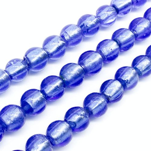 Silver Foil Round Beads 10mm 40pcs Blue for jewellery making