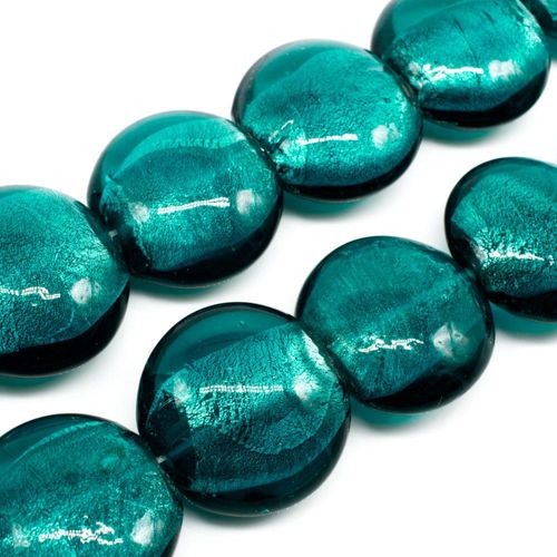 Silver Foil Disc Bead 24mm Teal for jewellery making