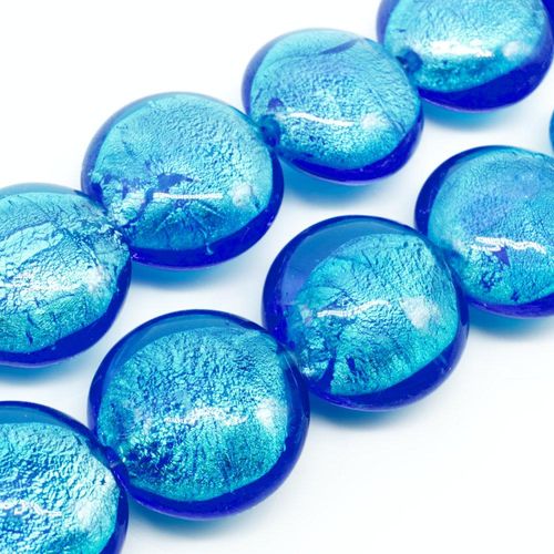 Silver Foil Disc Bead 24mm Turquoise for jewellery making