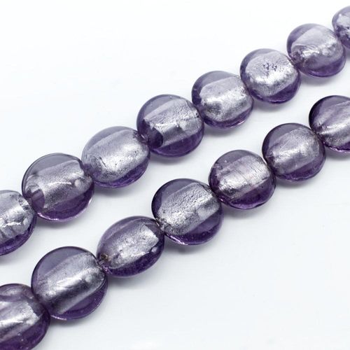 Silver Foil Disc Beads 15mm 25pcs Lilac for jewellery making