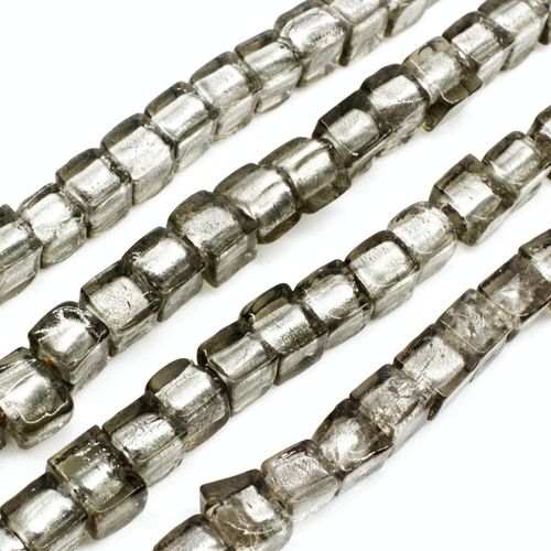Silver Foil Cube Beads 6mm Light Grey for jewellery making
