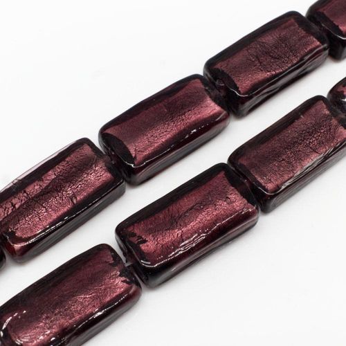 Silver Foil Rectangle Beads 24mm Amethyst for jewellery making