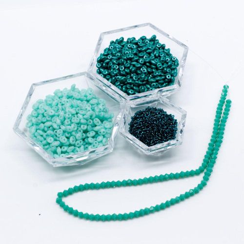 BC Week 43 Superduo Crystal Tealight Holder Mint Teal 4mm for jewellery making