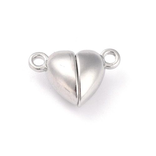 Magnetic Heart Clasp 15mm Rhodium Plated for jewellery making