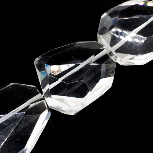 Volcano Glass Beads 35mm Facet Nugget Clear Crystal for jewellery making