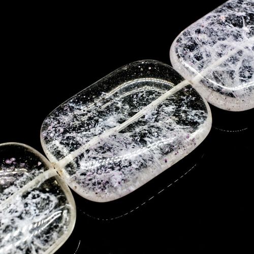Volcano Glass Beads 40mm Rectangle Crystal Quartz for jewellery making