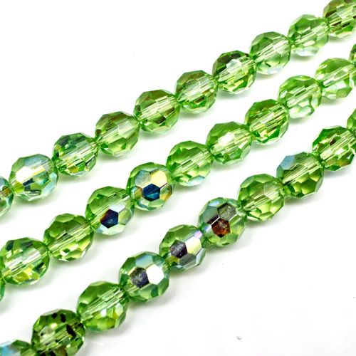 8mm crystal beads light green rainbow — faceted for jewelry making and beadwork