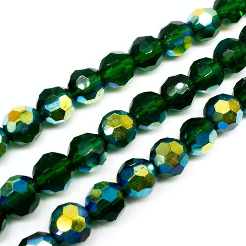 10mm crystal beads dk green rainbow — faceted for jewelry making and beadwork