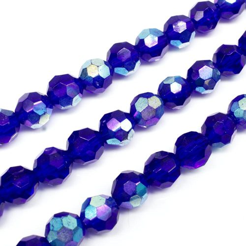 10mm crystal beads royal blue rainbow — faceted for jewelry making and beadwork