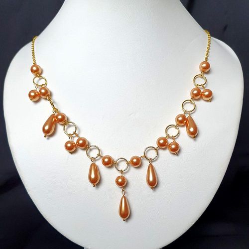 Rebecca Necklace Makes 3 gold necklace making kit — DIY set with beads and instructions for creating handmade jewelry