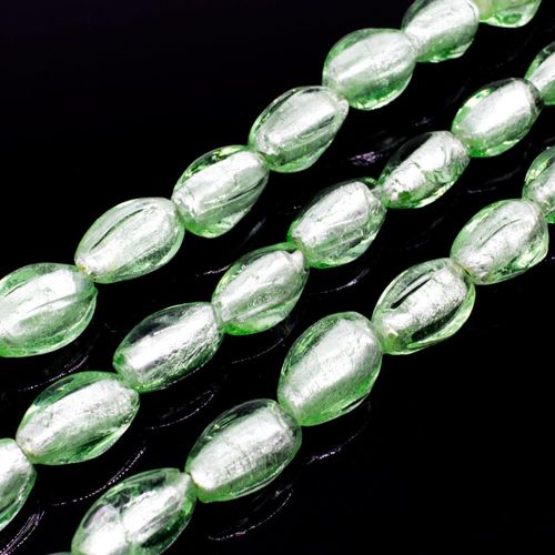 Silver Foil Square Rice Beads 15mm Light Green for jewellery making